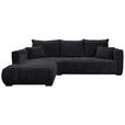 ECKSOFA  in Cord Schwarz  208/322 cm  - Schwarz, MODERN, Holz/Textil (208/322cm) - Carryhome