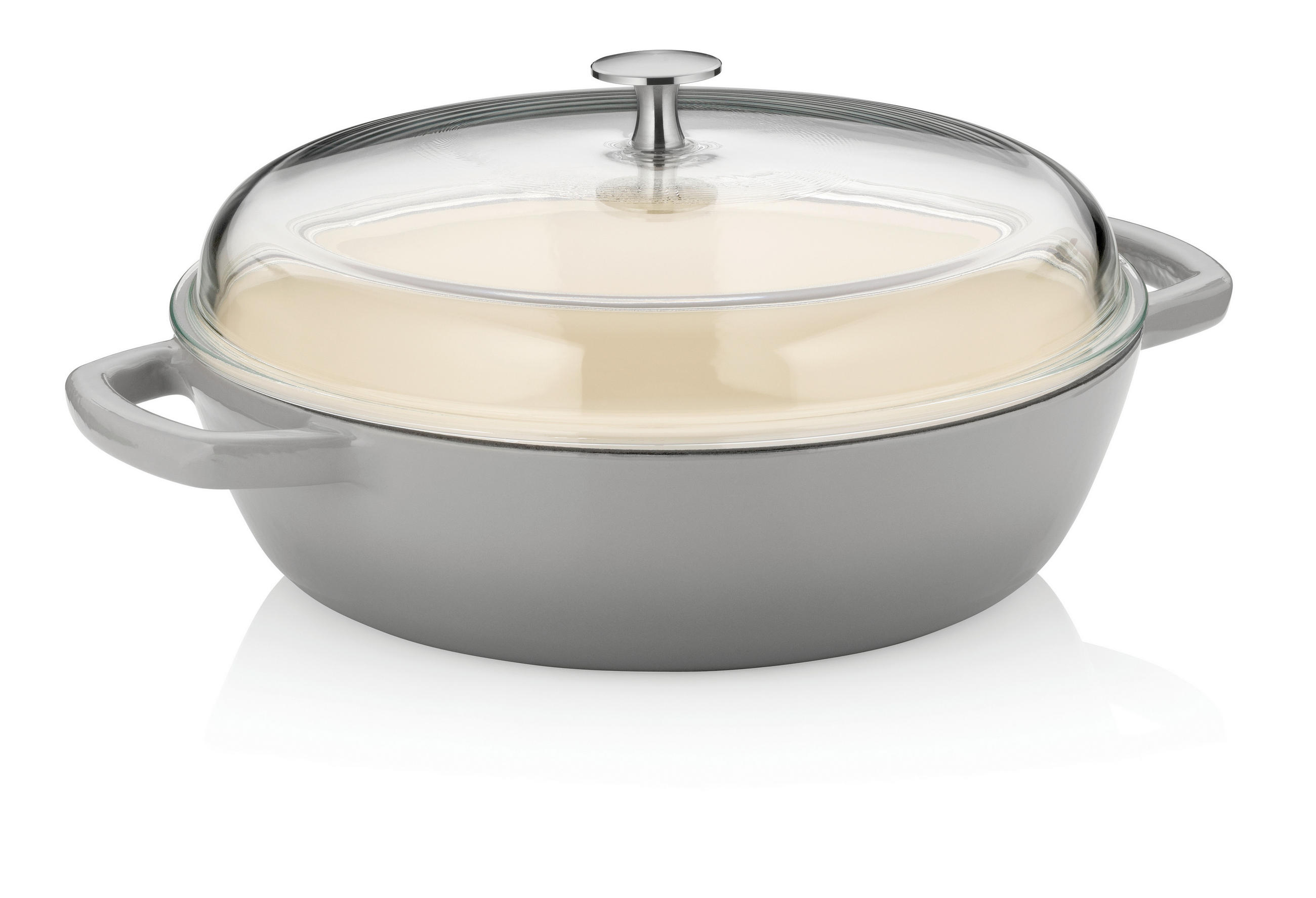 SCHMORPFANNE  - Hellgrau, KONVENTIONELL, Glas/Metall (28/16cm) - Kela