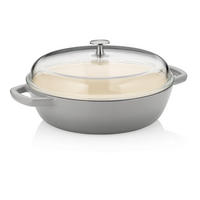 SCHMORPFANNE  - Hellgrau, KONVENTIONELL, Glas/Metall (28/16cm) - Kela