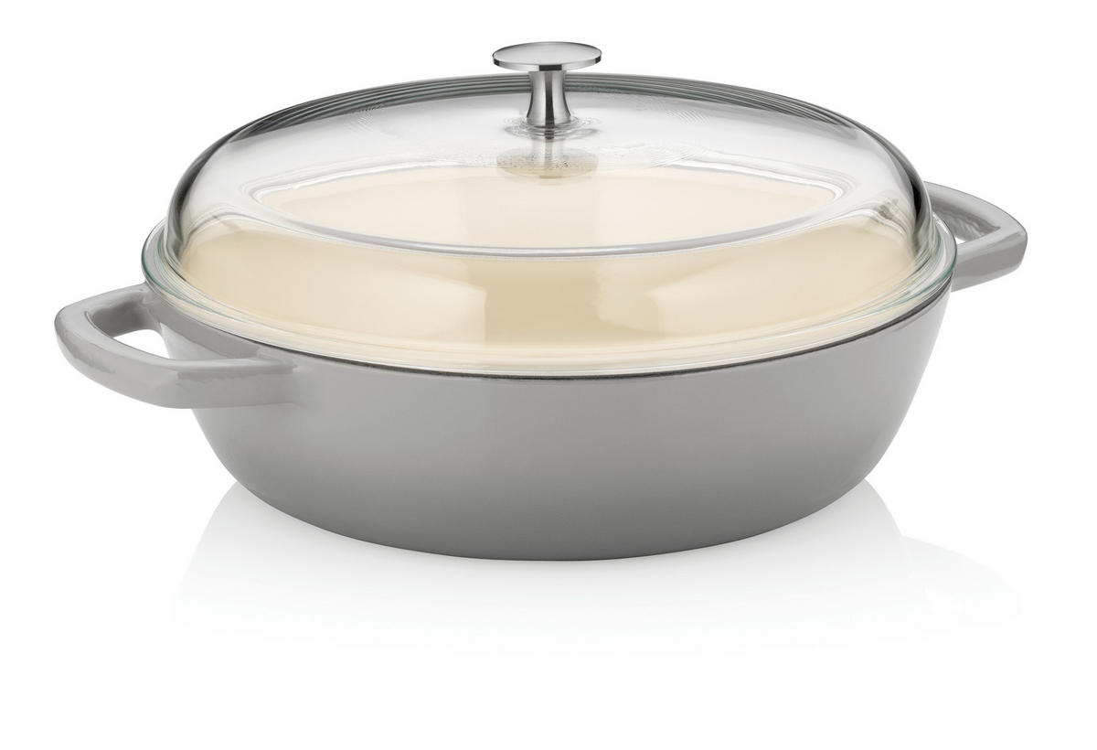 SCHMORPFANNE  - Hellgrau, KONVENTIONELL, Glas/Metall (28/16cm) - Kela