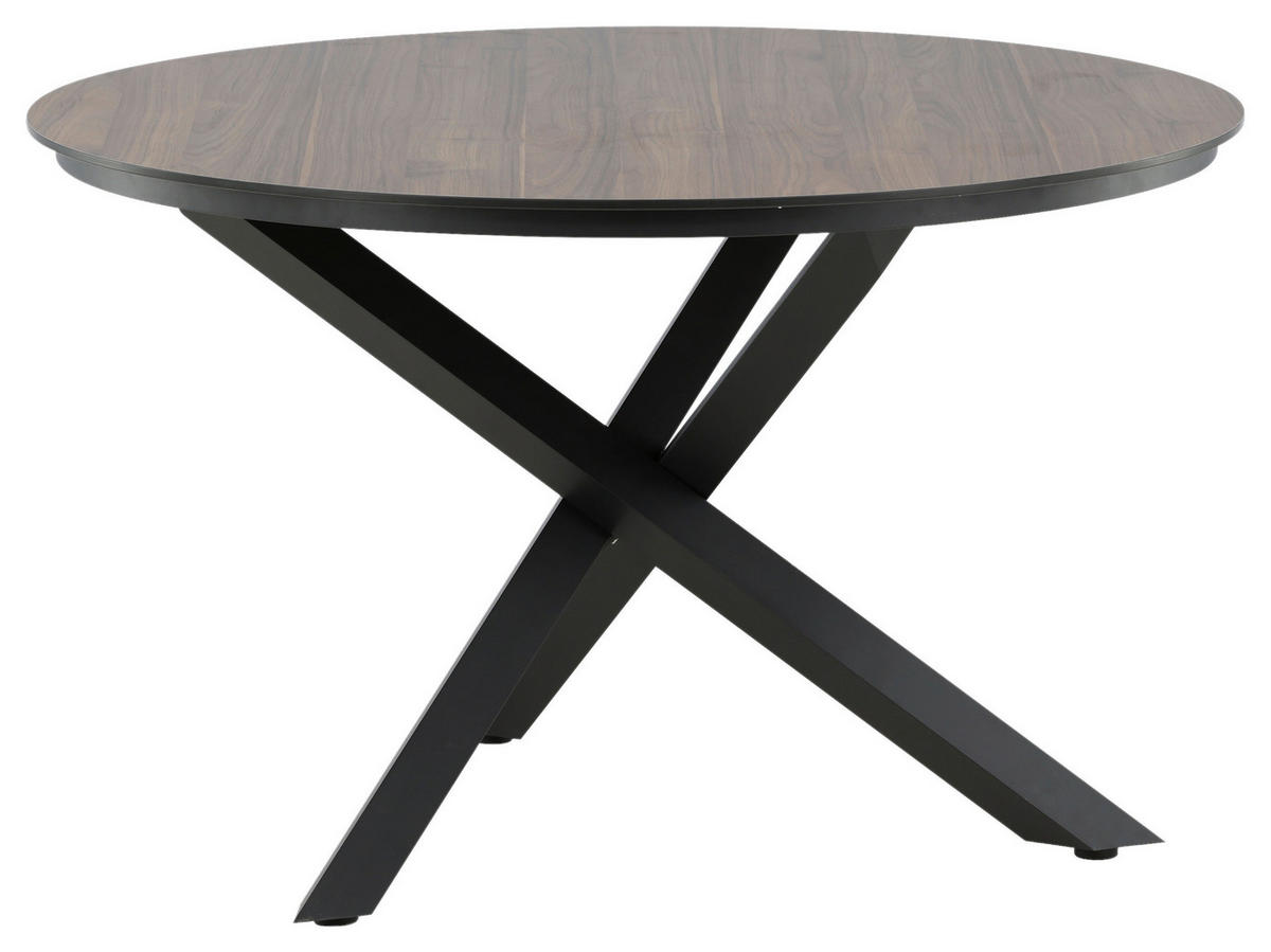 GARTENTISCH Metall, Kunststoff Braun, Schwarz rund  - Schwarz/Braun, KONVENTIONELL, Kunststoff/Metall (120/120/75cm) - Gardenson