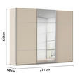 SCHWEBETÜRENSCHRANK 271/223/68 cm 3-türig Champagner  - Champagner/Alufarben, KONVENTIONELL, Glas/Holzwerkstoff (271/223/68cm) - Novel
