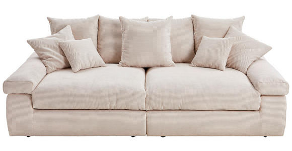 BIGSOFA  in Cord Naturfarben  - Schwarz/Naturfarben, Design, Kunststoff/Textil (260/90/140cm) - Ambia Home