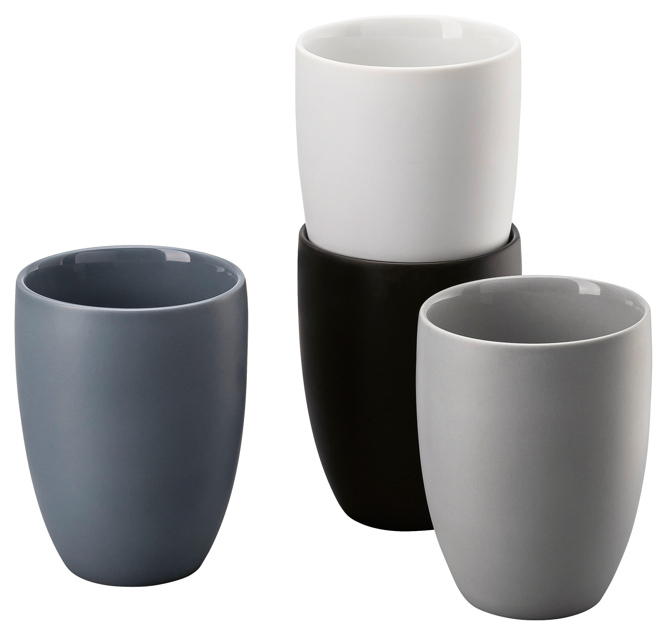 Rosenthal Tassenset Blau, Grau, Schwarz, Weiß 11 cm