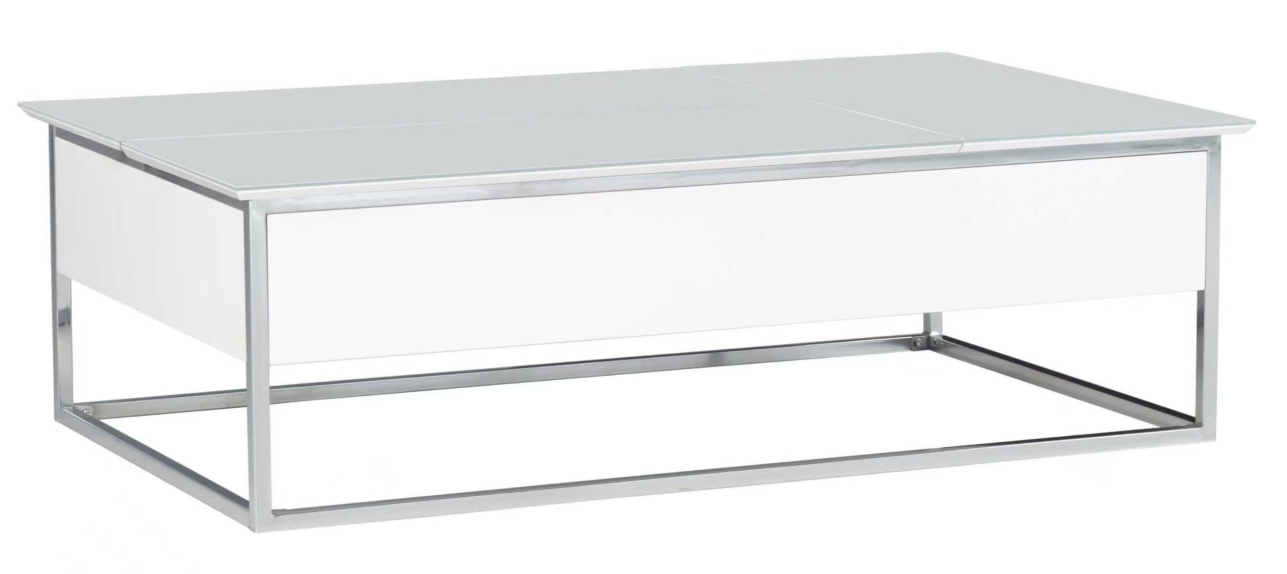 COUCHTISCH Optiwhite 130/80/40 cm rechteckig Weiß, Chromfarben  - Chromfarben/Weiß, Design, Glas/Holzwerkstoff (130/80/40cm) - MID.YOU
