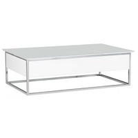 COUCHTISCH Optiwhite 130/80/40 cm rechteckig Weiß, Chromfarben  - Chromfarben/Weiß, Design, Glas/Holzwerkstoff (130/80/40cm) - MID.YOU