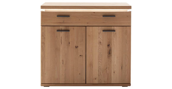 KOMMODE  in 100/91/42 cm  - Eiche Bianco/Schwarz, Natur, Holzwerkstoff/Kunststoff (100/91/42cm) - Linea Natura