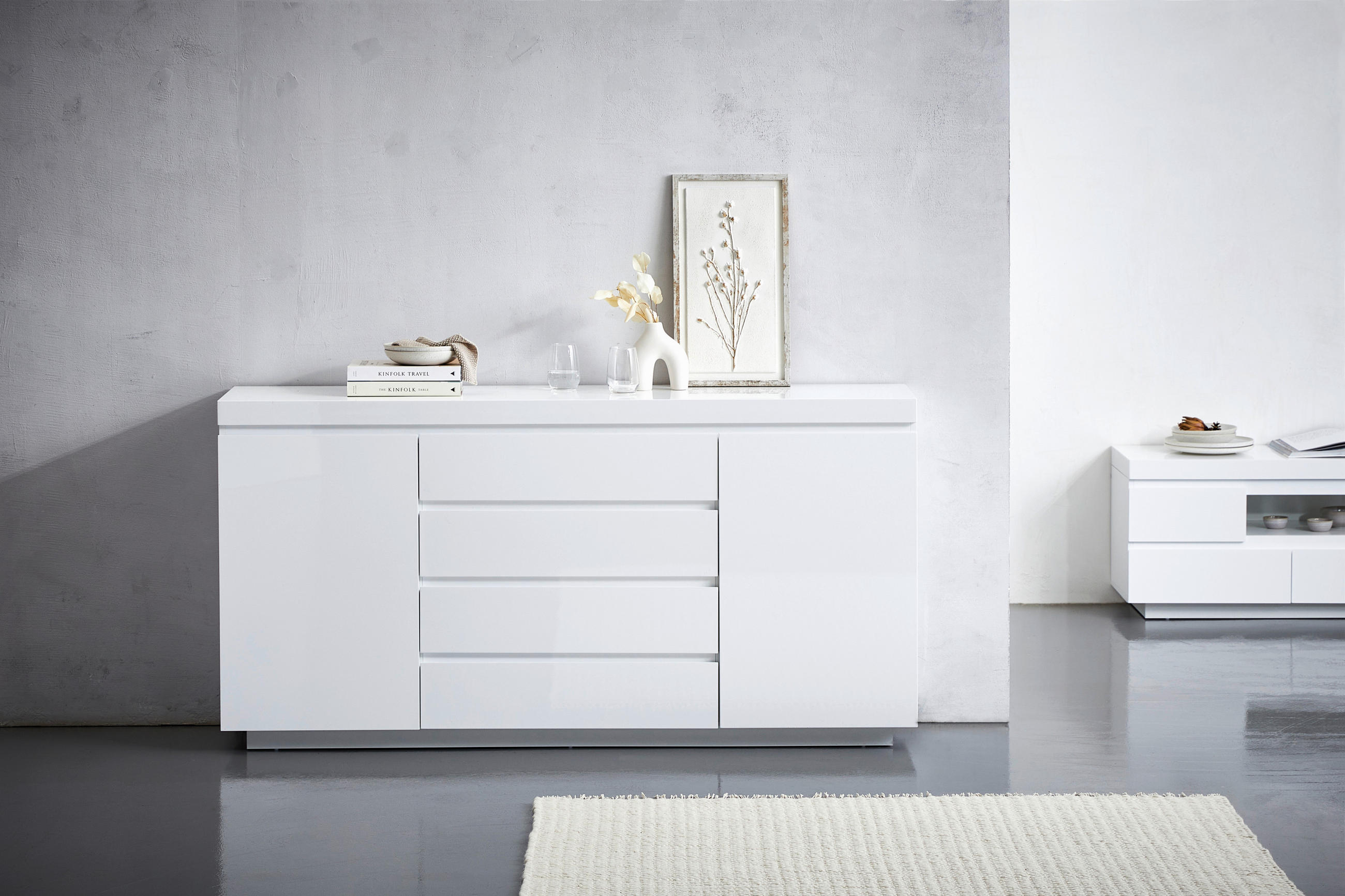 SIDEBOARD  in 175/89/40 cm  - Weiß Hochglanz, Design, Holzwerkstoff (175/89/40cm) - Xora