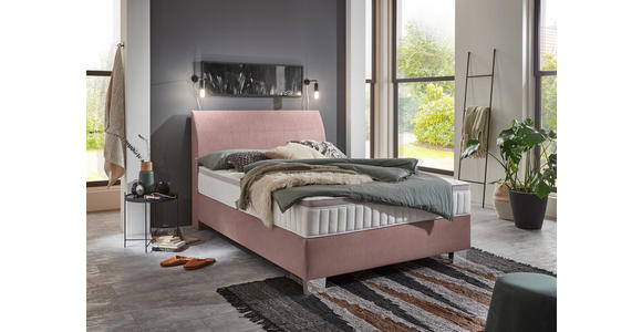 BOXSPRINGBETT 140/200 cm  in Rosa  - Chromfarben/Rosa, KONVENTIONELL, Kunststoff/Textil (140/200cm) - Hom`in