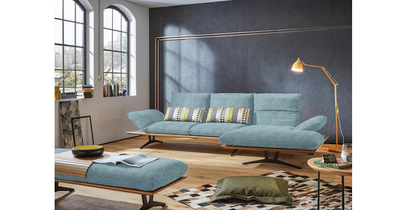ECKSOFA in Flachgewebe Hellblau 314/159 cm - Schwarz/Hellblau, Design, Holz/Textil (314/159cm) - Dieter Knoll