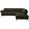 ECKSOFA in Struktur Olivgrün  - Schwarz/Olivgrün, Natur, Textil/Metall (288/233cm) - Valnatura