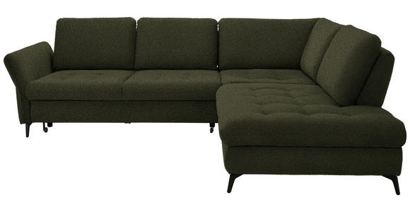 ECKSOFA in Struktur Olivgrün  - Schwarz/Olivgrün, Natur, Textil/Metall (288/233cm) - Valnatura