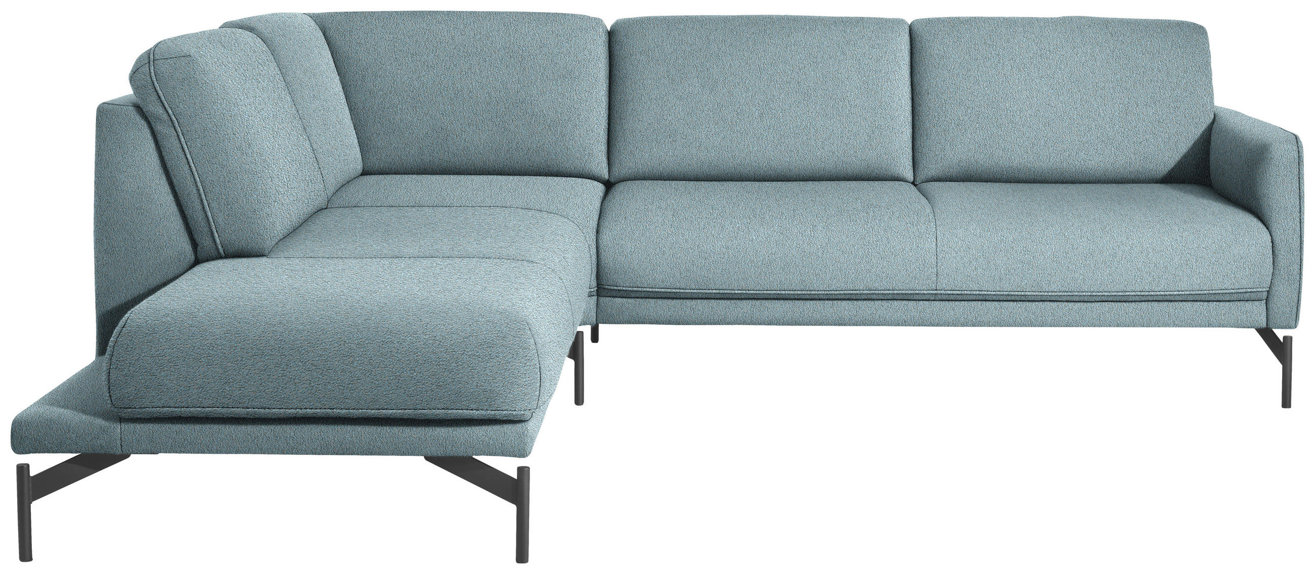 ECKSOFA in Flachgewebe, Struktur Hellblau  - Anthrazit/Hellblau, Design, Textil/Metall (230/254cm) - Johann Jakob
