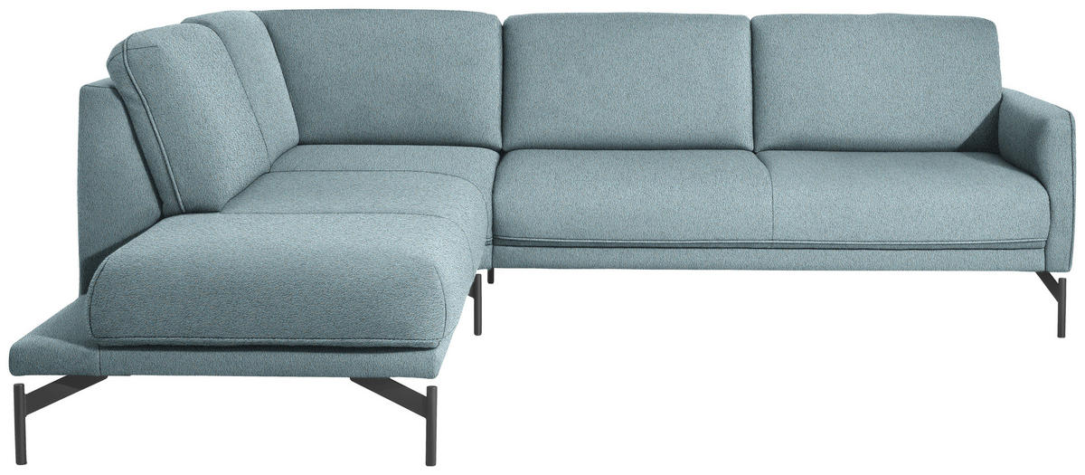 ECKSOFA in Flachgewebe, Struktur Hellblau  - Anthrazit/Hellblau, Design, Textil/Metall (230/254cm) - Johann Jakob