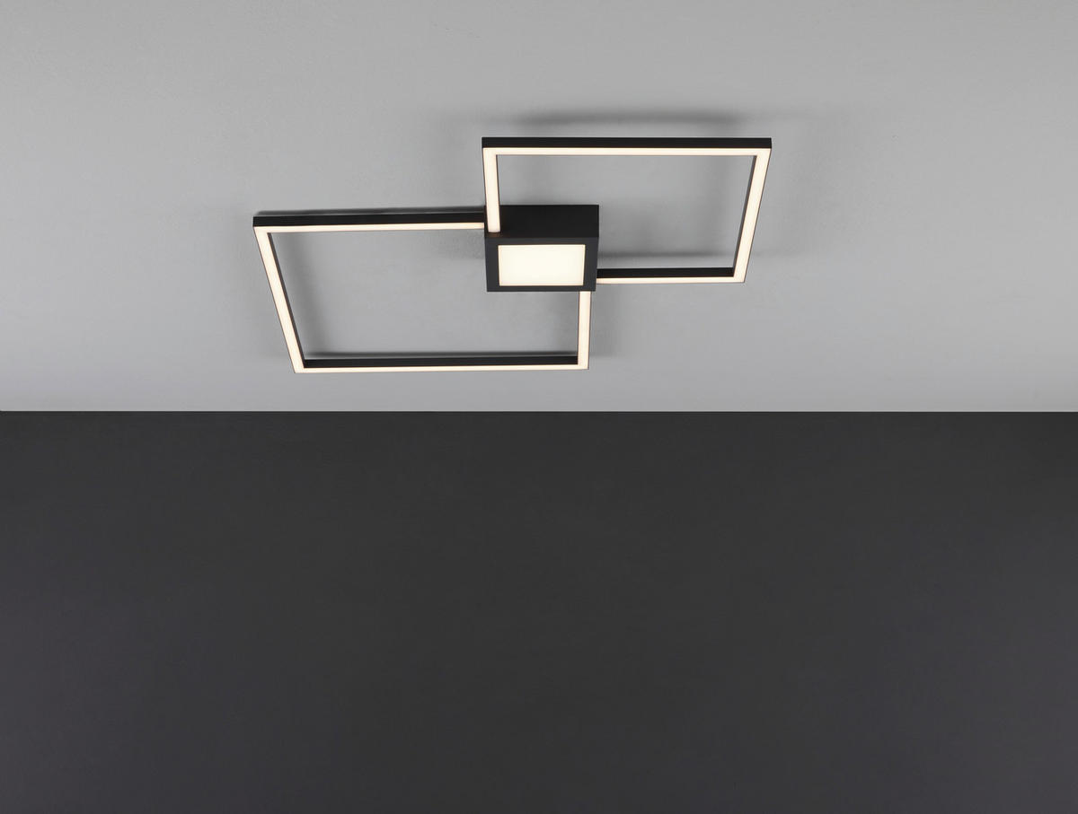 STROPNÉ LED SVIETIDLO, 65/65/5 cm - antracitová, Design, kov/plast (65/65/5cm) - Novel