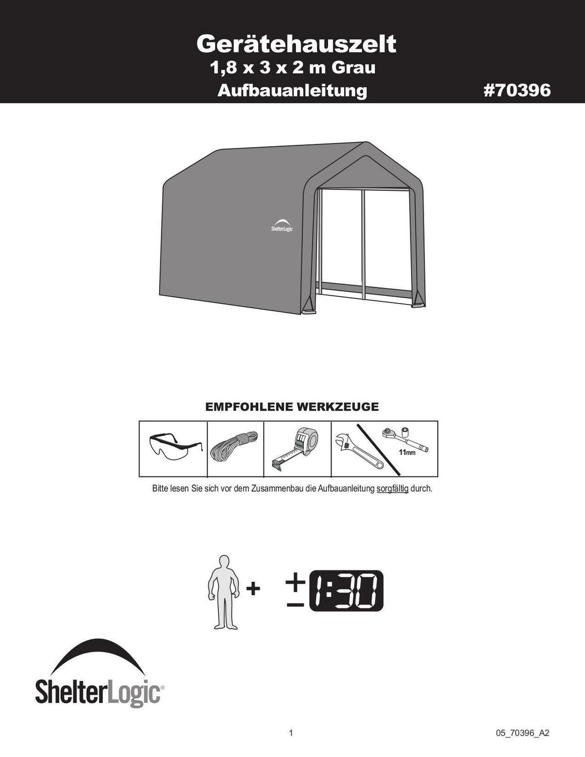 ZELTGARAGE 180/200/300 cm  - Grau, Basics, Kunststoff (180/200/300cm) - Ambia Garden
