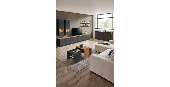 TV-ELEMENT Graphitfarben, Eiche Artisan  140/62/44 cm  - Schwarz/Graphitfarben, MODERN, Holzwerkstoff/Metall (140/62/44cm) - Hom`in