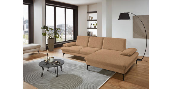 ECKSOFA in Chenille, Mikrofaser Cappuccino 299/157 cm - Schwarz/Cappuccino, Design, Textil/Metall (299/157cm) - Dieter Knoll