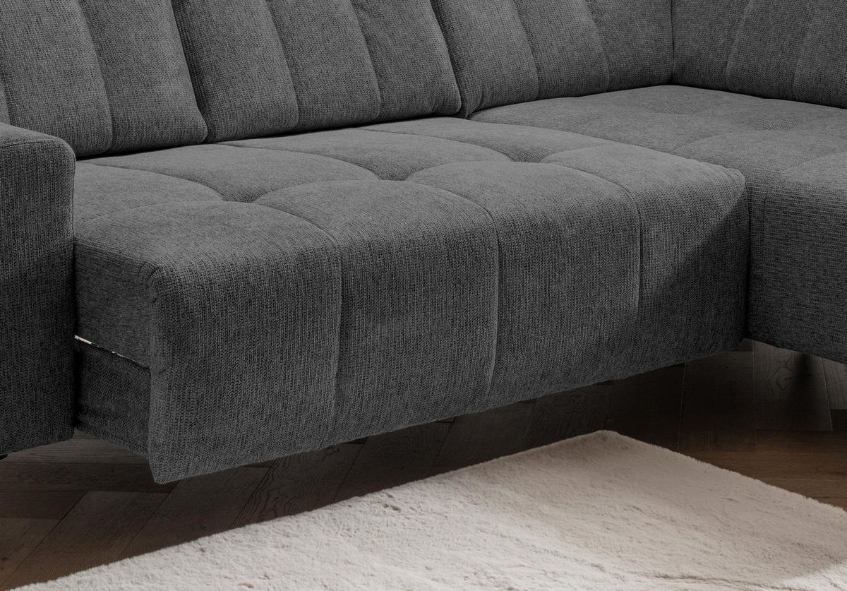 ECKSOFA in Chenille Anthrazit  - Anthrazit/Schwarz, Modern, Textil/Metall (261/200cm) - Livetastic