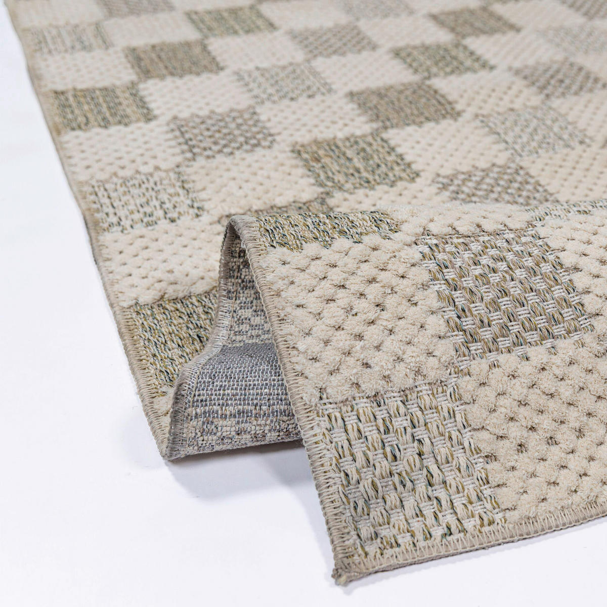 FLACHWEBETEPPICH  Wohnzimmer 155/230 cm Muted Checkerboard Pastellgrün rechteckig  - Pastellgrün, Basics, Kunststoff/Textil (155/230cm) - Flair Rugs