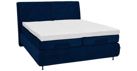 BOXSPRINGBETT 180/200 cm  in Dunkelblau  - Schwarz/Dunkelblau, KONVENTIONELL, Textil/Metall (180/200cm) - Dieter Knoll