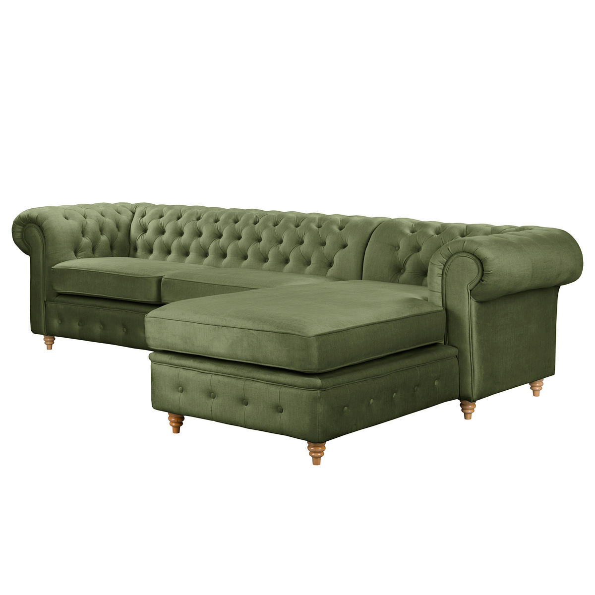 ECKSOFA Laura in Mikrofaser Dunkelgrün  284/182 cm  - Dunkelgrün/Braun, Design, Holz/Textil (284/182cm) - P & B