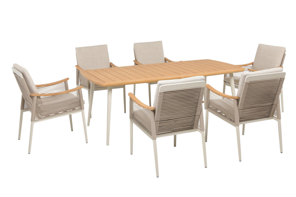 GARTENTISCHGRUPPE Aluminium  - Sandfarben/Beige, MODERN, Kunststoff/Textil - Gardenson