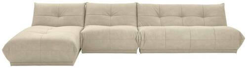 ECKSOFA in Lederlook Creme  - Creme, Trend, Textil (185/390cm) - Livetastic