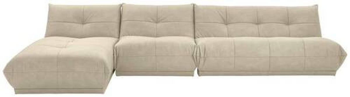 ECKSOFA Creme Lederlook  - Creme, Trend, Textil (185/390cm) - Livetastic