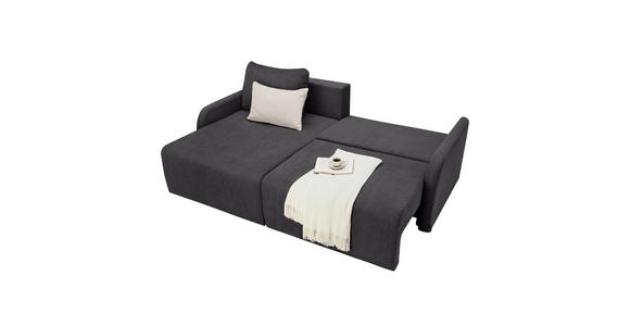 ECKSOFA  in Cord Anthrazit  - Anthrazit/Schwarz, KONVENTIONELL, Kunststoff/Textil (217/146cm) - Carryhome