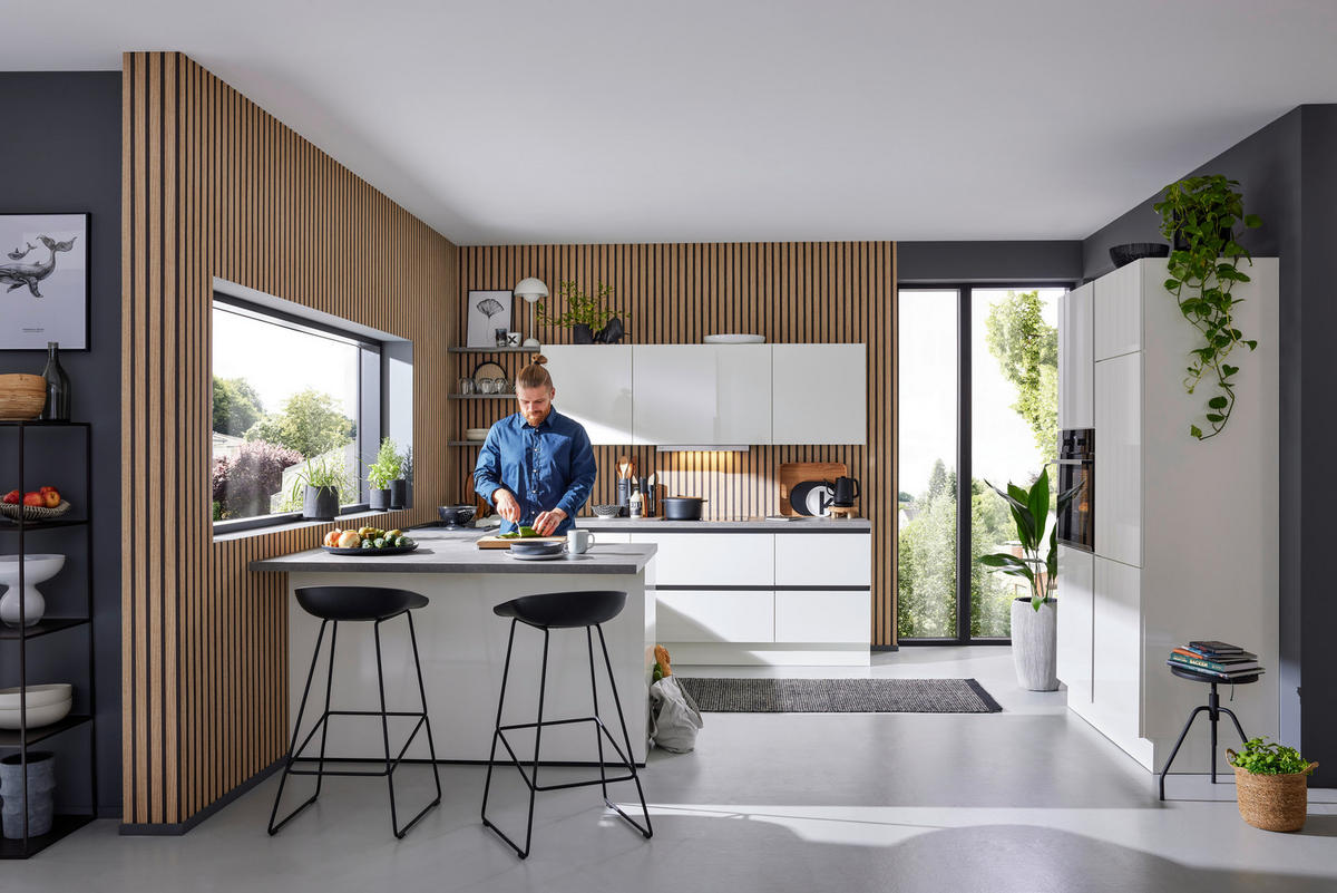 EINBAUKÜCHE ULTRA GLISS  - Weiß, Design, Holzwerkstoff - Novel