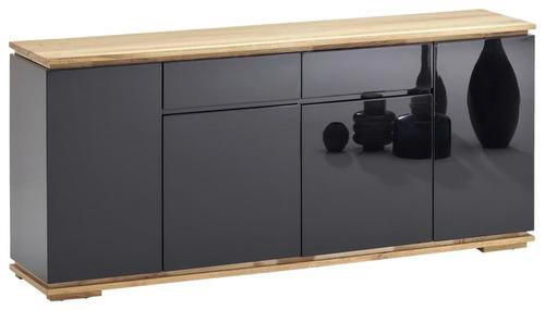SIDEBOARD Asteiche, Eiche massiv Schwarz, Eichefarben - Eichefarben/Schwarz, Design, Holz/Holzwerkstoff (182/81/40cm)