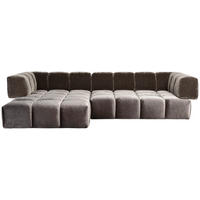 ECKSOFA in Samt, Velours Graubraun  215/310 cm  - Graubraun/Schwarz, Trend, Kunststoff/Textil (215/310cm) - Bretz
