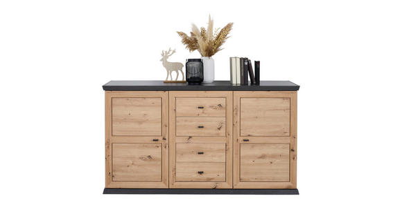 SIDEBOARD 160,2/89,3/43 cm  - Dunkelgrau/Schwarz, ROMANTIK / LANDHAUS, Holzwerkstoff/Metall (160,2/89,3/43cm) - Hom`in