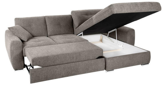 ECKSOFA in Mikrofaser Braun  - Chromfarben/Braun, MODERN, Kunststoff/Textil (276/193cm) - Hom`in