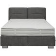 BOXSPRINGBETT 140/200 cm  in Anthrazit  - Chromfarben/Anthrazit, KONVENTIONELL, Textil/Metall (140/200cm) - Dieter Knoll
