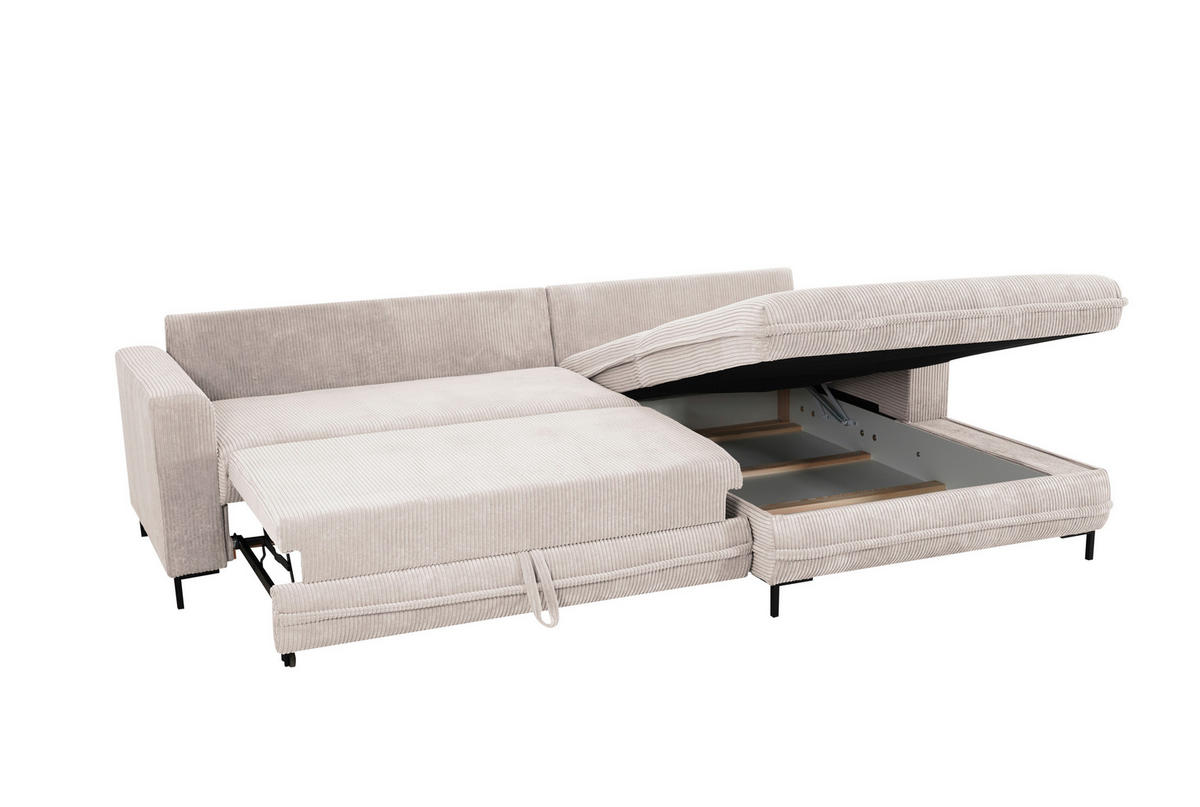 ECKSOFA Creme  - Hellgrau/Creme, Design, Textil/Metall (272/174cm) - MID.YOU