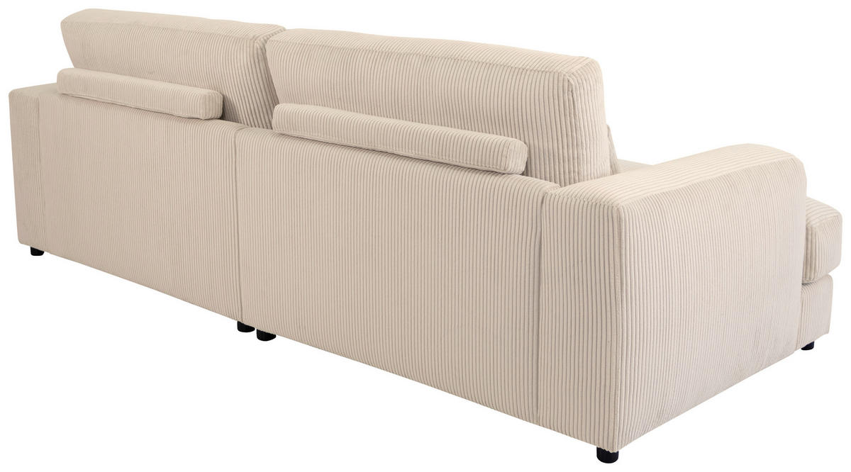 MEGASOFA Cord Hellbraun  - Hellbraun/Schwarz, MODERN, Kunststoff/Textil (260/85/112cm) - Lomoco