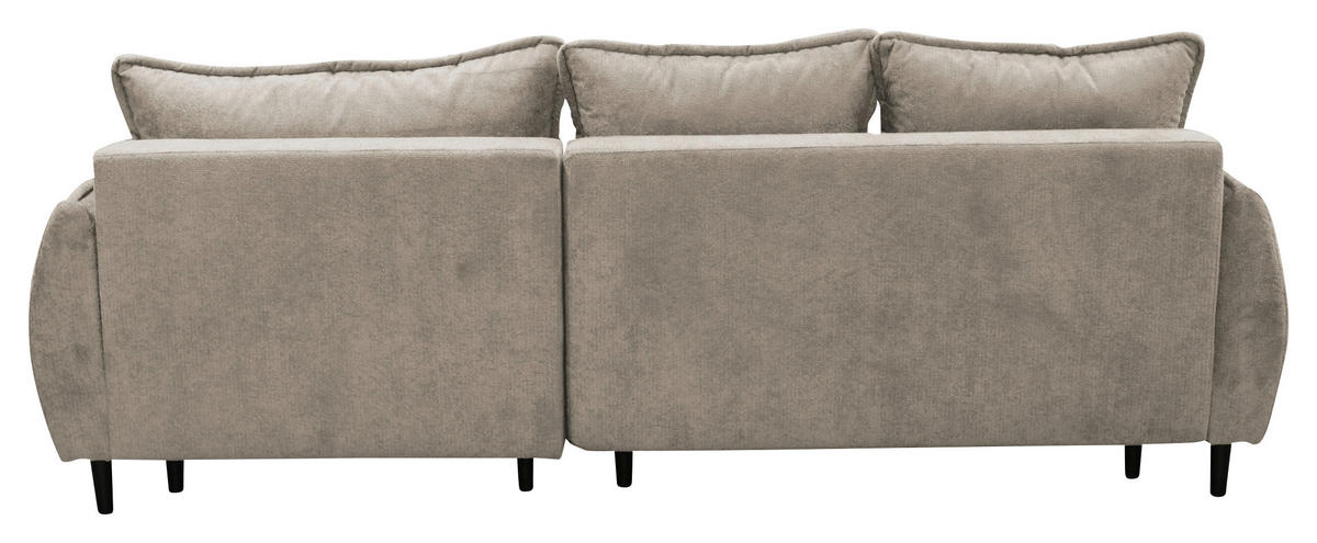 ECKSOFA MURANO Taupe Chenille Zierkissen, Rückenkissen, Bettkasten  - Taupe/Schwarz, Design, Holz/Textil (242/167cm) - MID.YOU