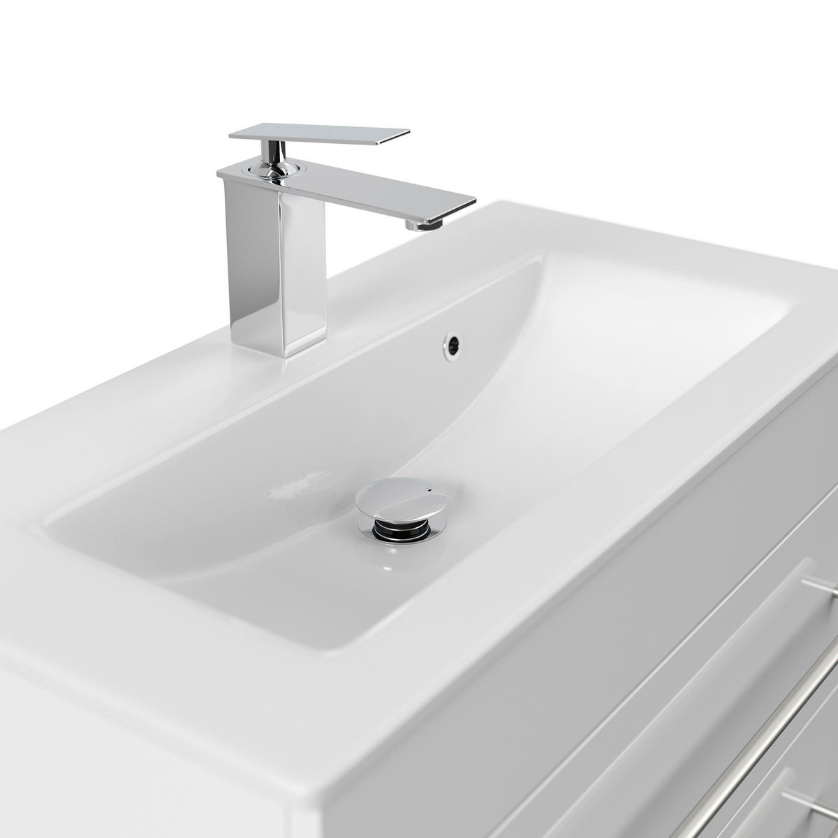 BADEZIMMER  in 70,4 cm  - Weiß Hochglanz/Silberfarben, MODERN, Keramik/Holzwerkstoff (70,4cm) - MID.YOU