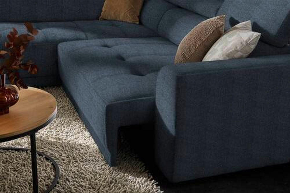 ECKSOFA in Struktur Blau  - Blau/Schwarz, Design, Kunststoff/Textil (205/284cm) - MID.YOU
