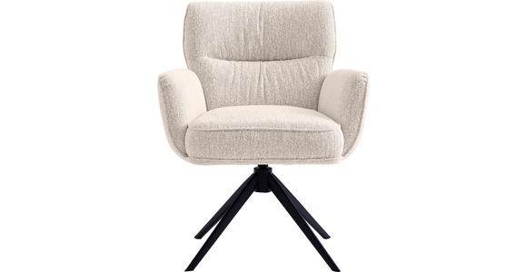 ARMLEHNSTUHL  , Stoffauswahl, Sitzfläche 360° drehbar, automatische Rückholfunktion  , Leinenoptik  ,  - Beige/Schwarz, Design, Textil/Metall (67/86/68cm) - Novel