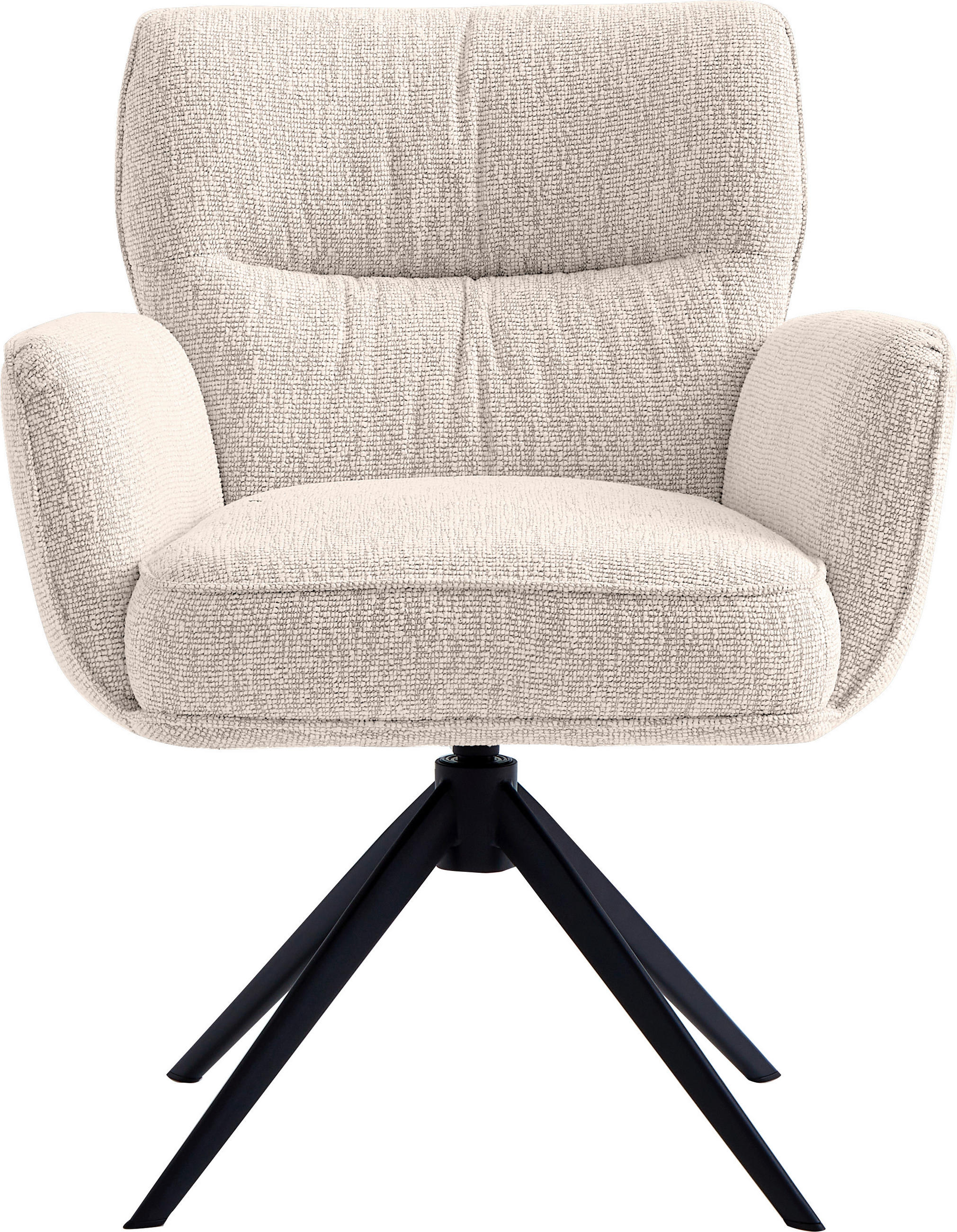 ARMLEHNSTUHL  in Eisen Leinenoptik  - Beige/Schwarz, Design, Textil/Metall (67/86/68cm) - Novel