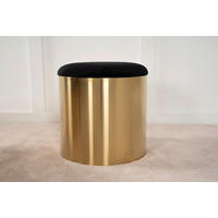 HOCKER in Metall, Textil Schwarz, Goldfarben  - Goldfarben/Schwarz, Design, Textil/Metall (45/46/45cm) - Livetastic