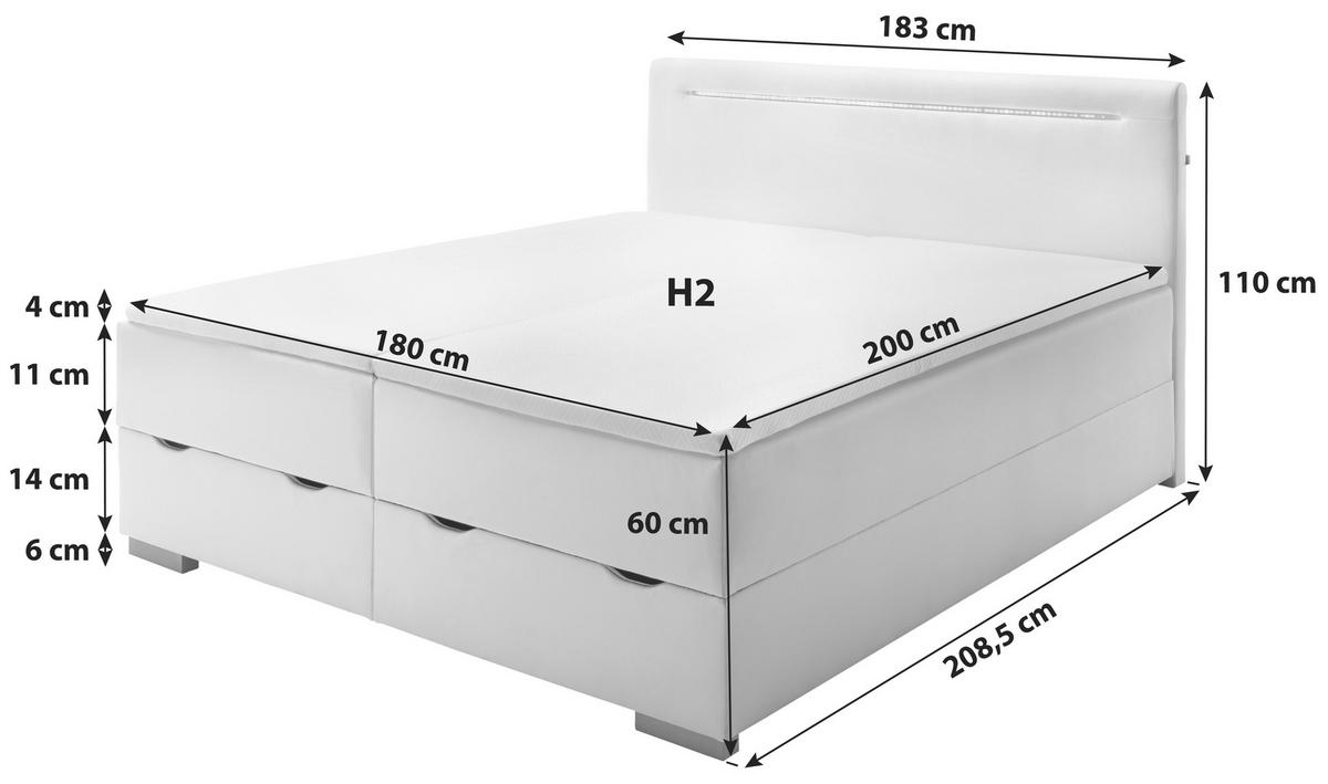BOXBETT 180/200 cm  in Anthrazit  - Edelstahlfarben/Anthrazit, MODERN, Kunststoff/Textil (180/200cm) - Livetastic