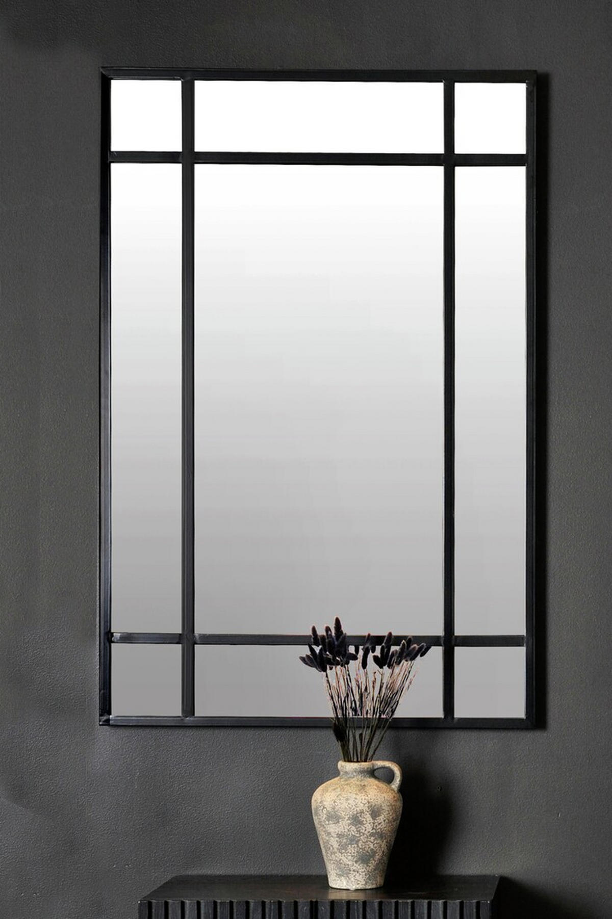 VÄGGSPEGEL 80/120/3 cm    - silver/svart, Design, metall/glas (80/120/3cm) - Lomoco