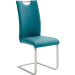 SCHWINGSTUHL  in Edelstahl Lederlook  - Edelstahlfarben/Petrol, Design, Textil/Metall (42/103/55cm) - Novel
