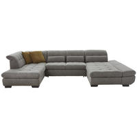 WOHNLANDSCHAFT Mikrofaser Blau, Grau  - Blau/Schwarz, Design, Textil/Metall (204/350/211cm) - Xora