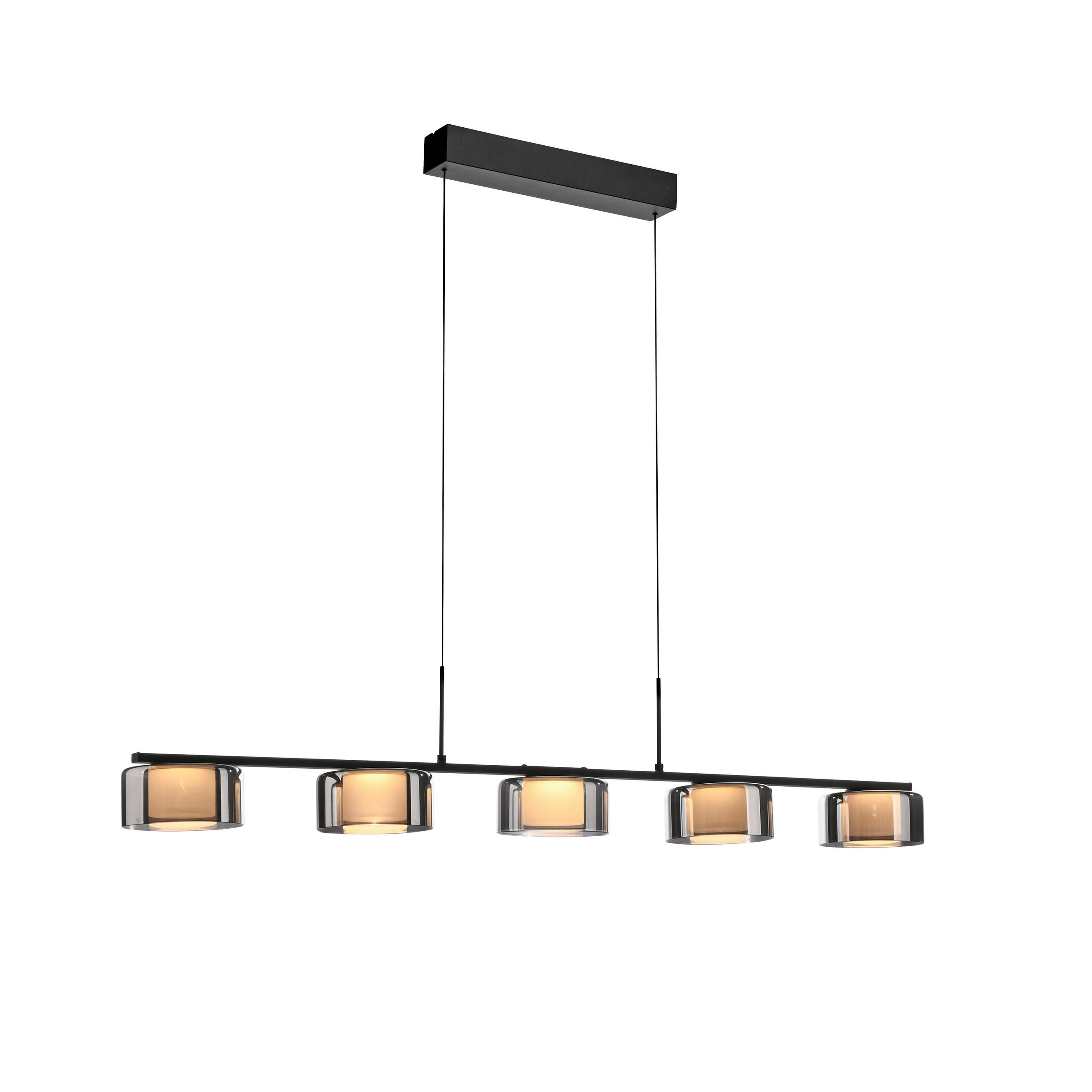 LED-PENDELLEUCHTE 117/15/220 cm  - Schwarz, Design, Glas/Kunststoff (117/15/220cm) - Paul Neuhaus