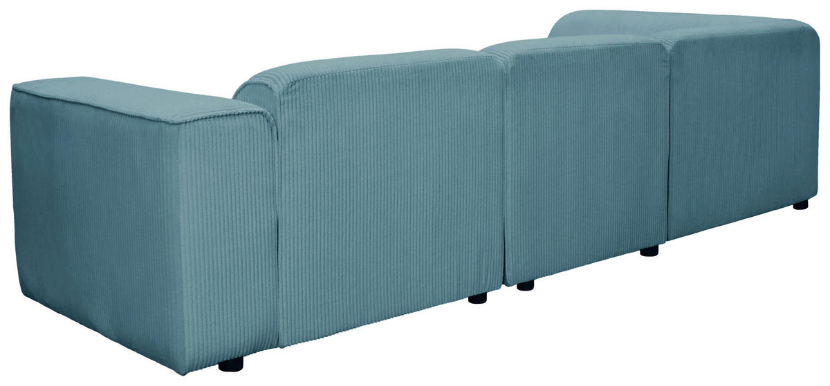 ECKSOFA ANTHONY Blau Cord  - Blau/Schwarz, Design, Kunststoff/Textil (163/275cm) - MID.YOU